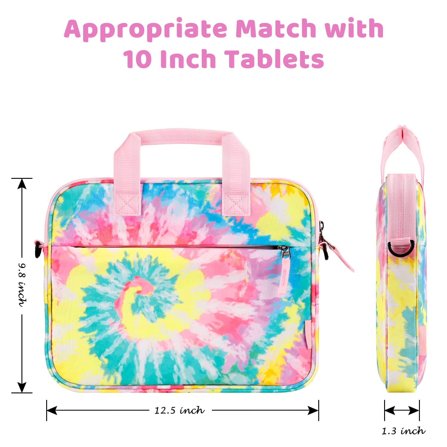 Choco Mocha 12.5 Inch Kids Tablet Sleeve Bag for Girls, Kids Tablet Carrying Case for Fire HD 10, Fire 7, Fire HD 8, Fire 10 Tablet, Kindle Kids Edition, Apple iPad, Tie Dye Choco Mocha 