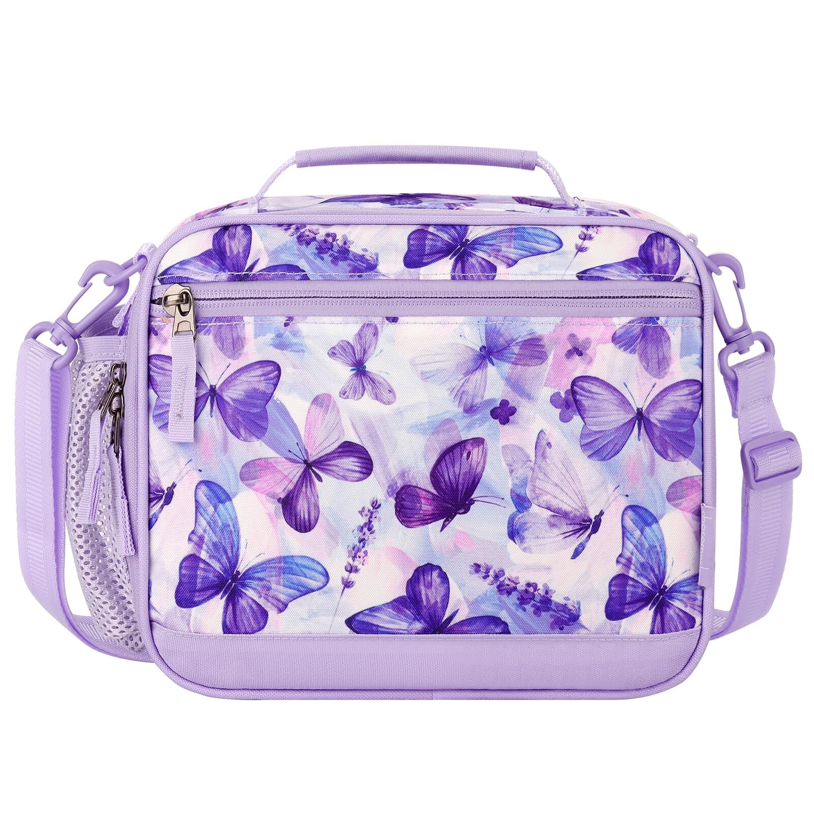 Choco Mocha Butterfly Kids Lunch Box for Girls Lunch Boxes for School Lunch Bag for Girls with Shoulder Strap for Toddler Preschool Kindergarten kids Purple Choco Mocha 