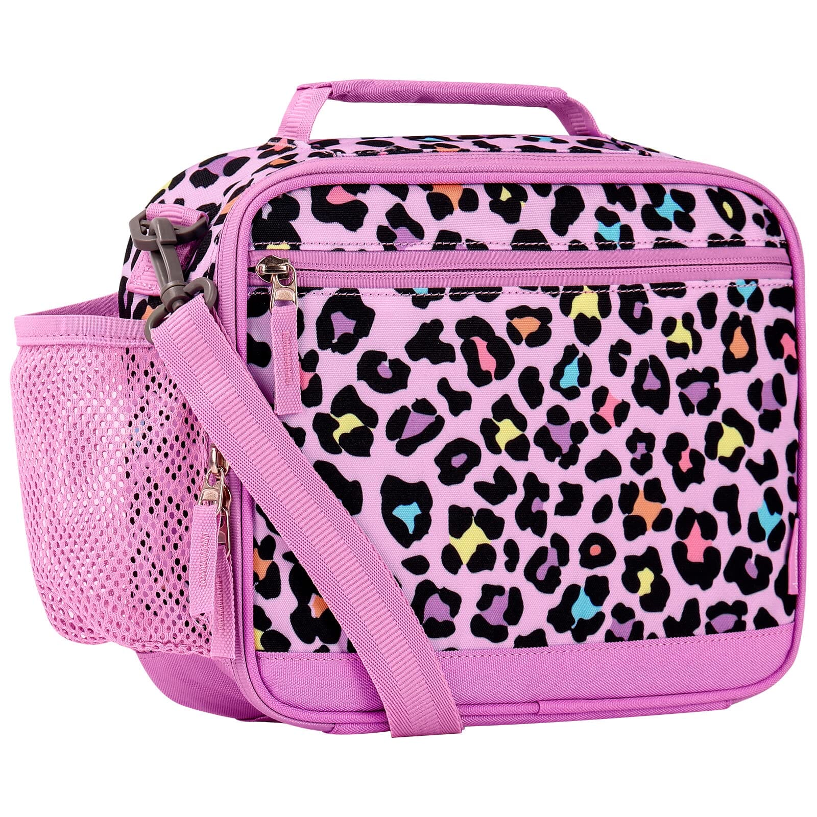 Choco Mocha Cheetah Lunch Box Kids Lunch Box for Girls Lunch Boxes for School Girls Leopard Lunchbox for Kids Lunch Bag for Girls with Shoulder Strap for Toddler Preschool Kindergarten Gift Pink Choco Mocha 