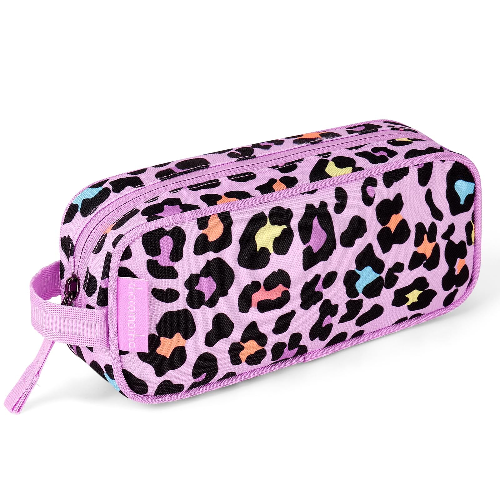 Choco Mocha Cheetah Pencil Pouch for Kids Toddler Girls, Soft Zipper Small Pencil Case for Little Girls, Kids Leopard Pencil Bag for Girls, Pink Choco Mocha 