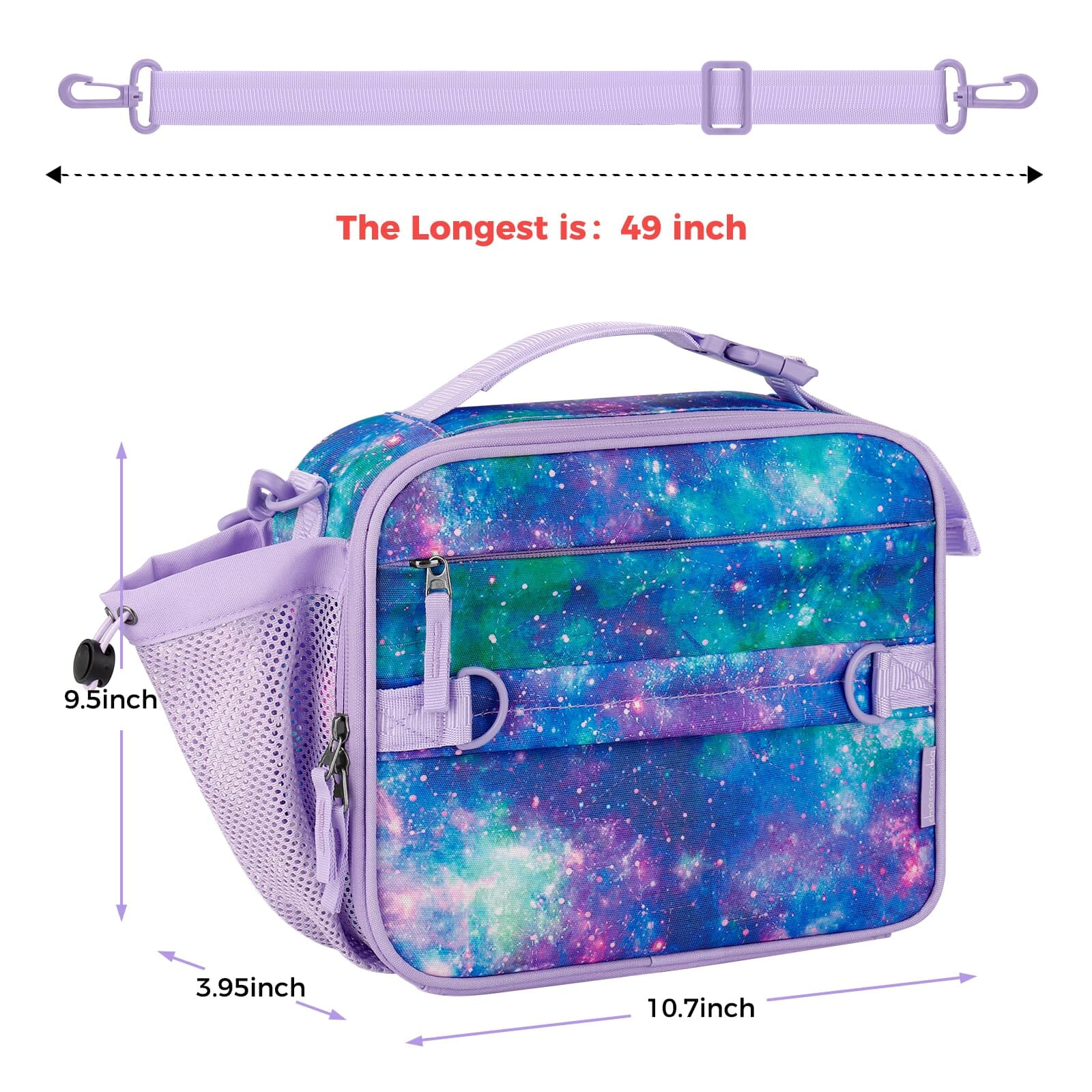 Choco Mocha Galaxy Kids Lunch Box for Girls Lunch Boxes for School Lunch Bag for Girls with Shoulder Strap for Preschool Kindergarten Kids Purple Choco Mocha 