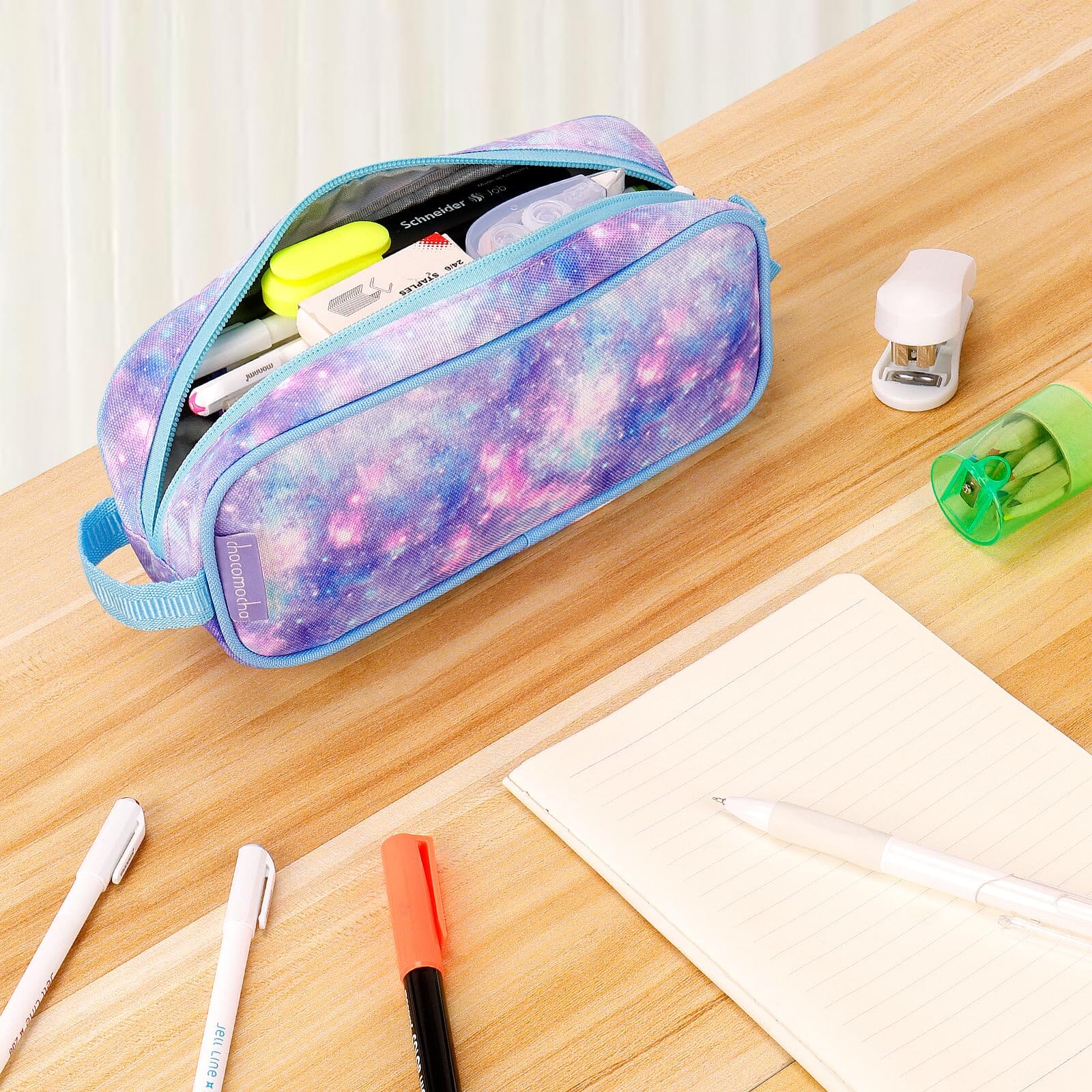 Choco Mocha Galaxy Pencil Pouch for Kids Toddler Girls, Soft Zipper Small Pencil Case for Little Girls, Kids Pencil Bag for Girls, Purple Choco Mocha 