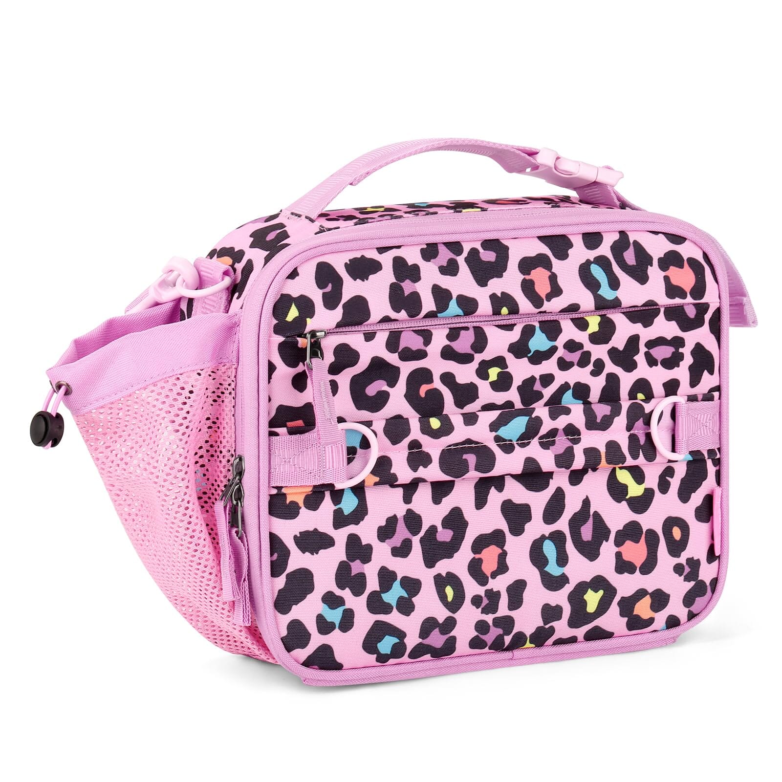 Choco Mocha Leopard Kids Lunch Box for Girls Lunch Boxes for School Lunch Bag for Girls with Shoulder Strap for Preschool Kindergarten kids Pink Choco Mocha 