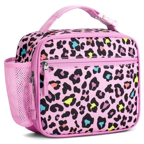 Choco Mocha Lunch Box Kids for Girls Pink Leopard Insulated Lunch Bag for Kids Lunch Bag Toddler Reusable Lunch Box for Toddler Preschool Kindergarten Kids Choco Mocha 