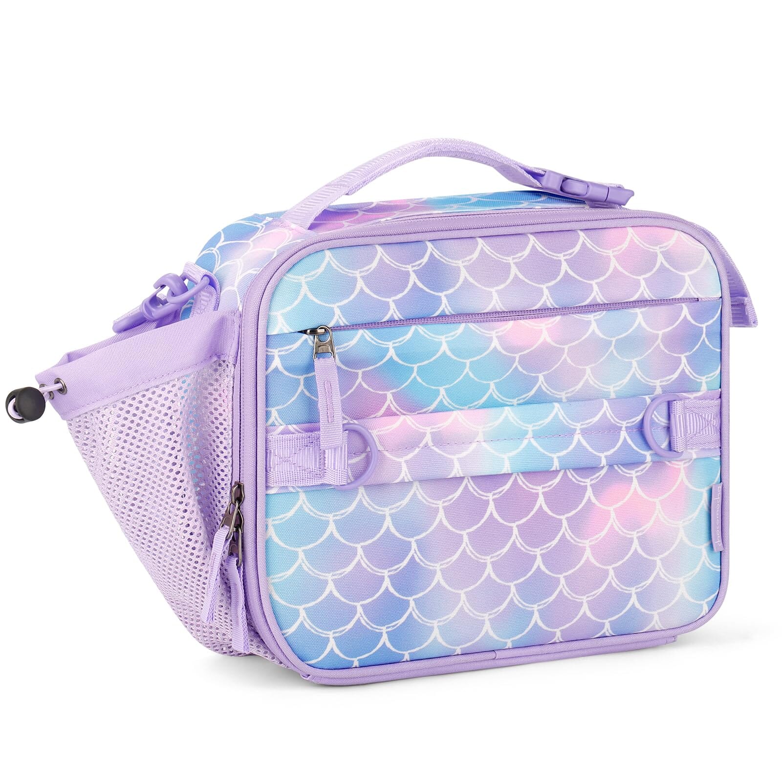 Choco Mocha Mermaid Kids Lunch Box for Girls Lunch Boxes for School Lunch Bag for Girls with Shoulder Strap for Preschool Kindergarten kids Purple Choco Mocha 