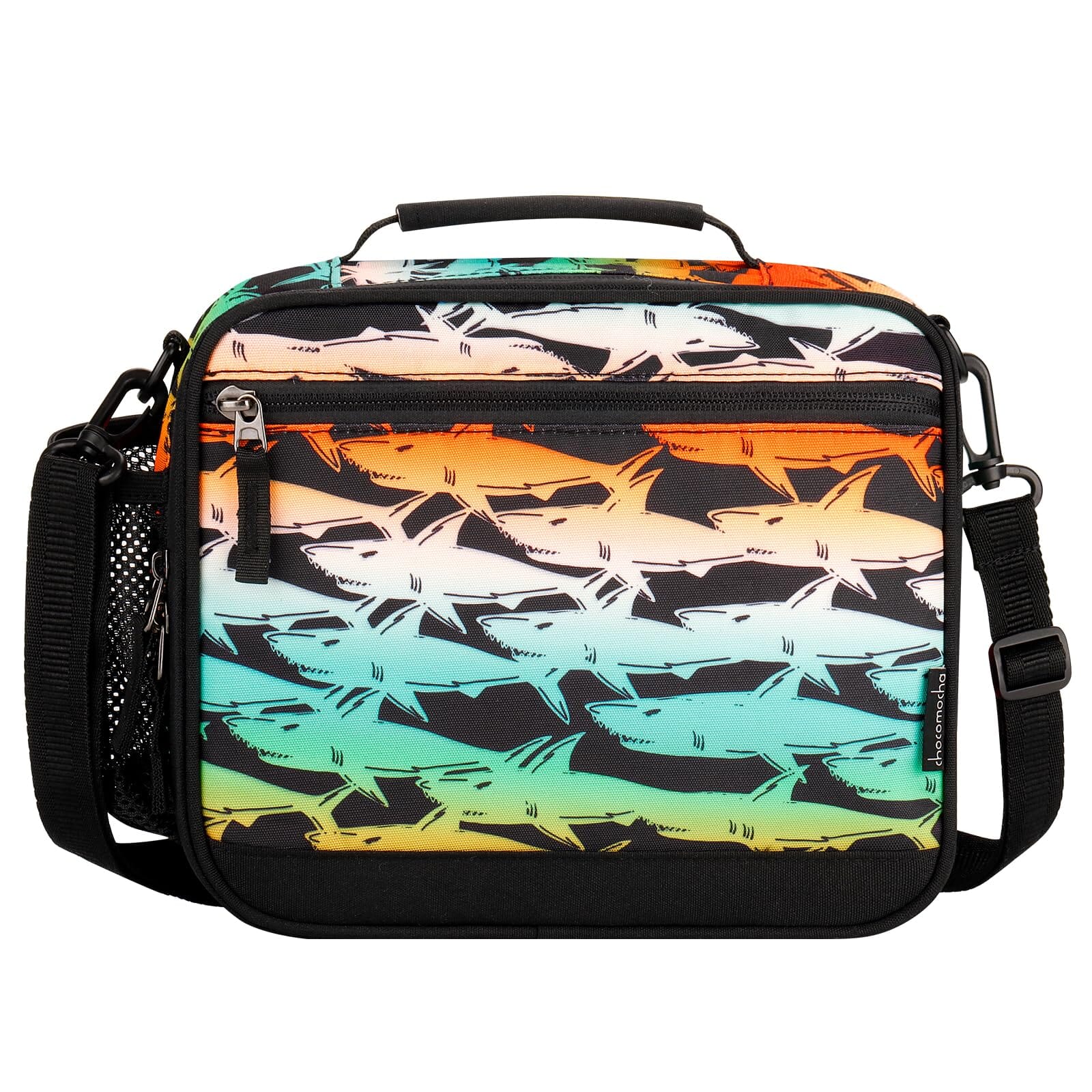 Choco Mocha Shark Kids Lunch Box for Boys Lunch Boxes for School Lunch Bag for Boys with Shoulder Strap for Preschool Kindergarten kids Black Choco Mocha 