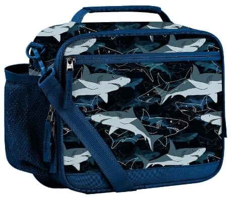 Choco Mocha Shark Kids Lunch Box for Boys Lunch Boxes for School Lunch Bag for Boys with Shoulder Strap for Preschool Kindergarten kids Blue Choco Mocha 