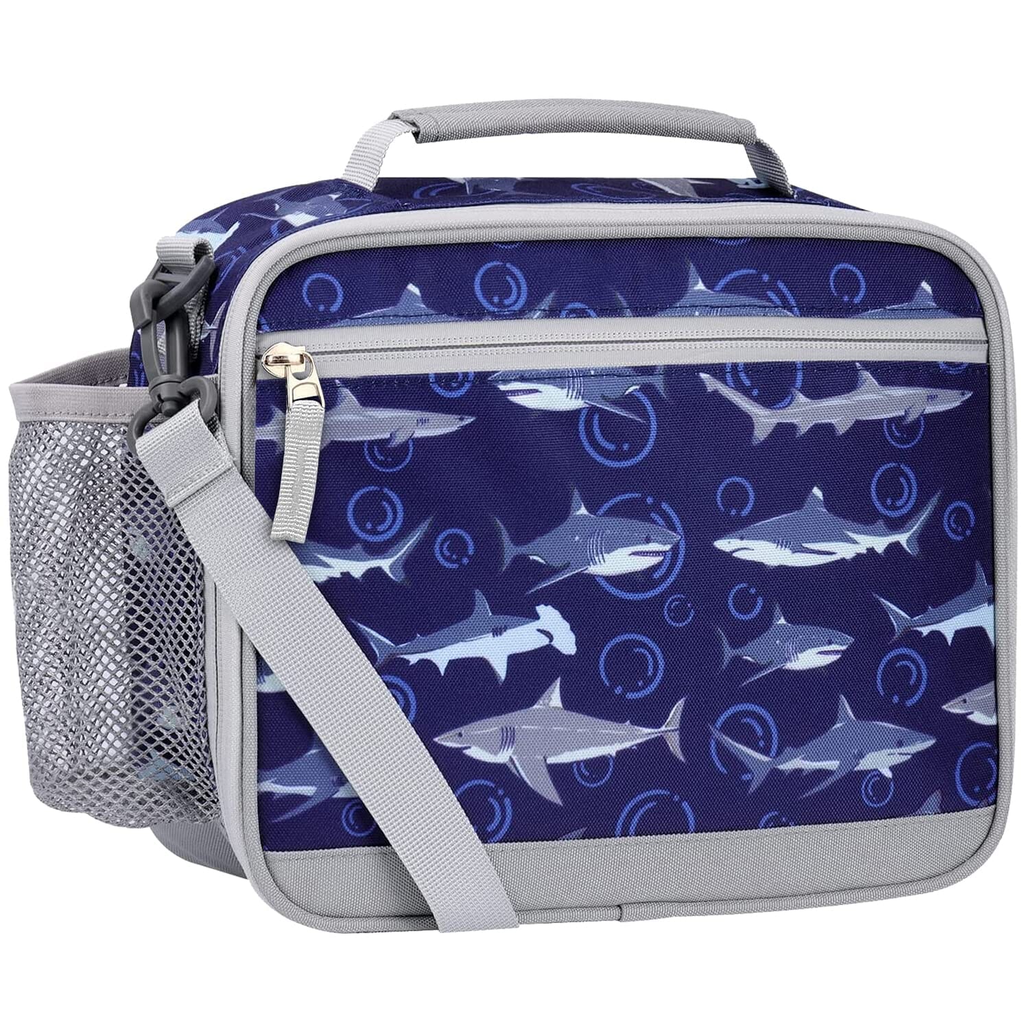 Choco Mocha Shark Lunch Box for Boys Kids Lunch Box for Boys Lunch Boxes for School Boys Lunchbox for Kids Lunch Bag for Boys with Shoulder Strap for Toddler Preschool Kindergarten kids 3yrs+ Blue Choco Mocha 