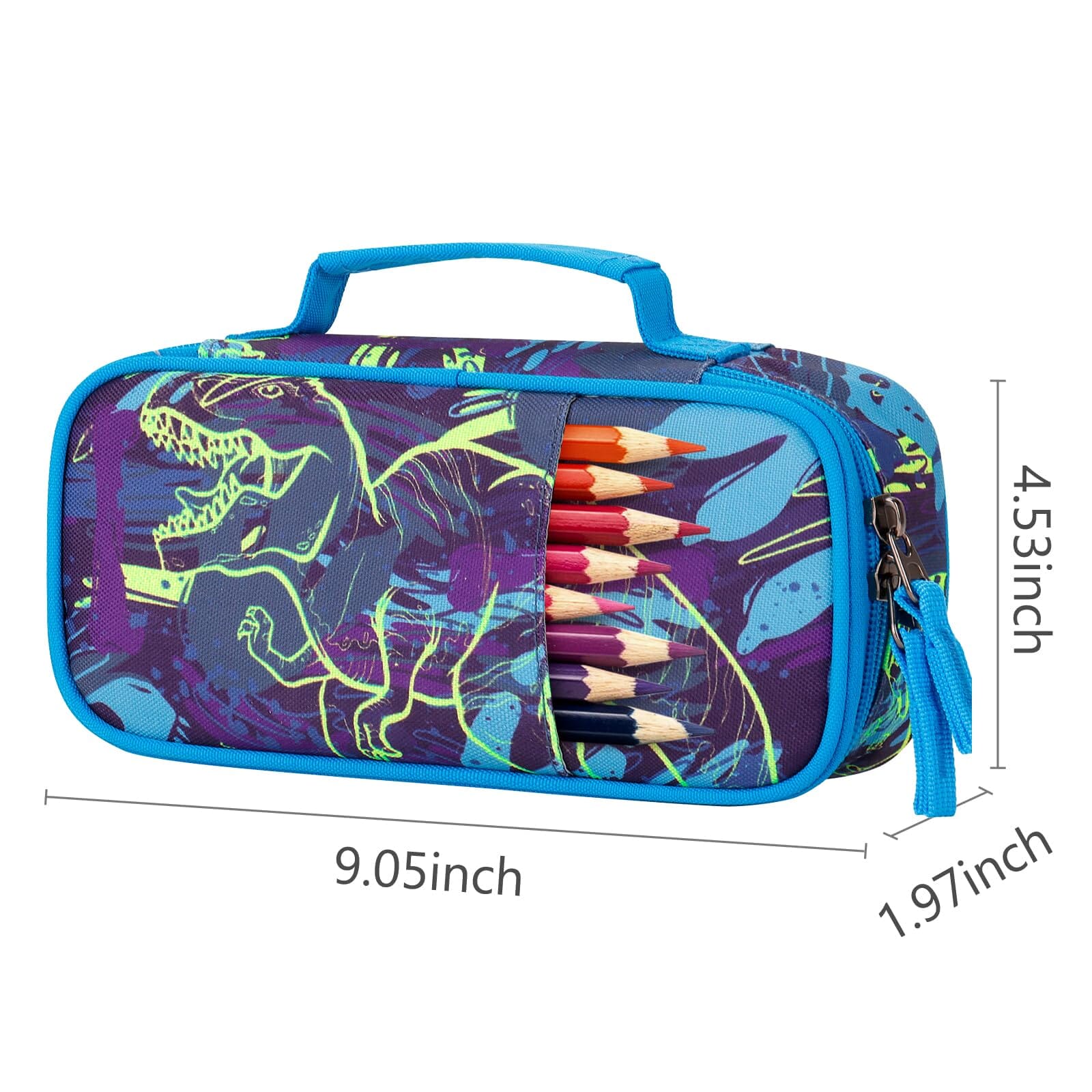 Dinosaur Blue Pencil Bag Pencil Case Choco Mocha 