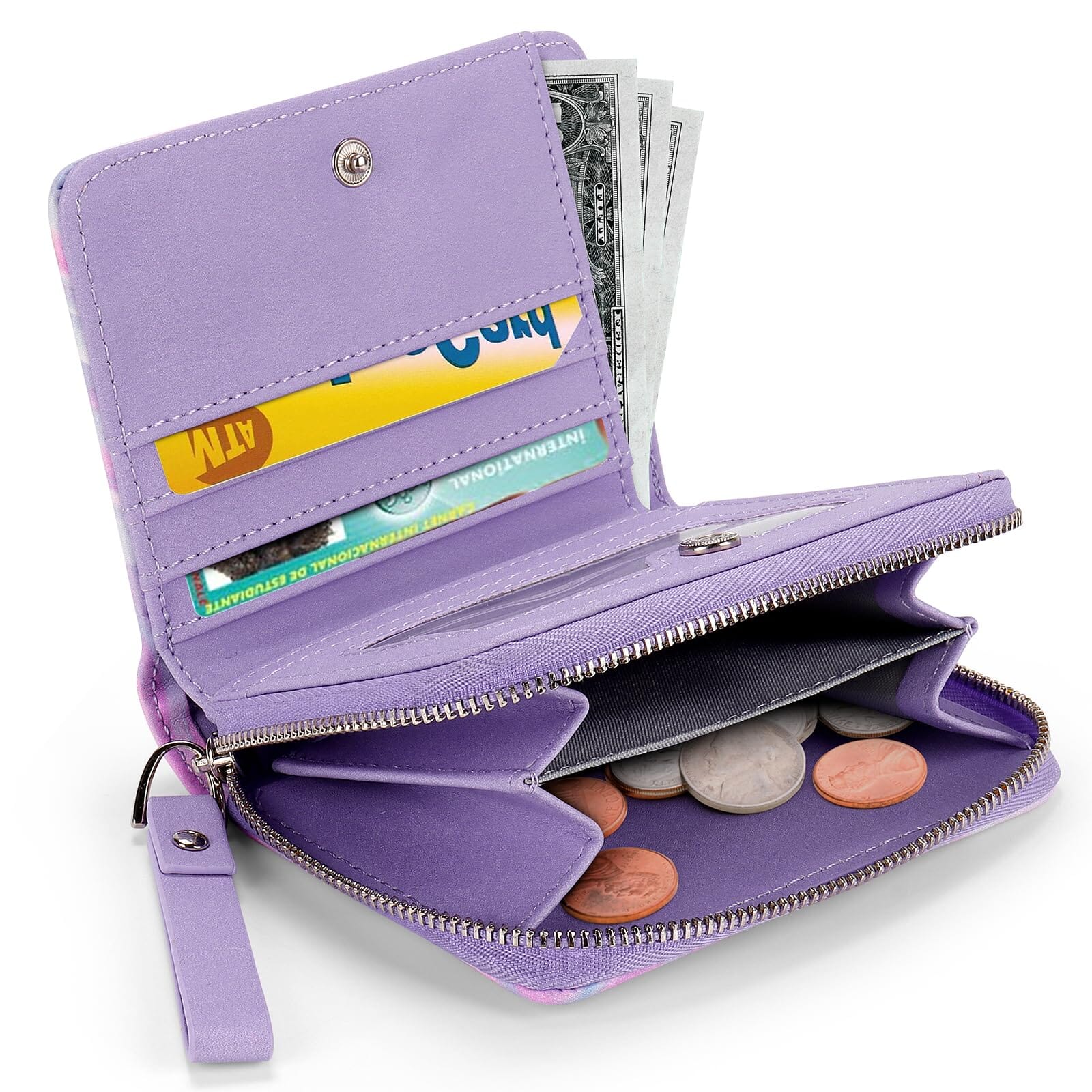 Purple Leather Wallet Choco Mocha 