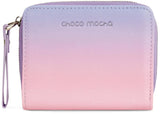 Purple Pink Gradient Leather Wallet Choco Mocha 