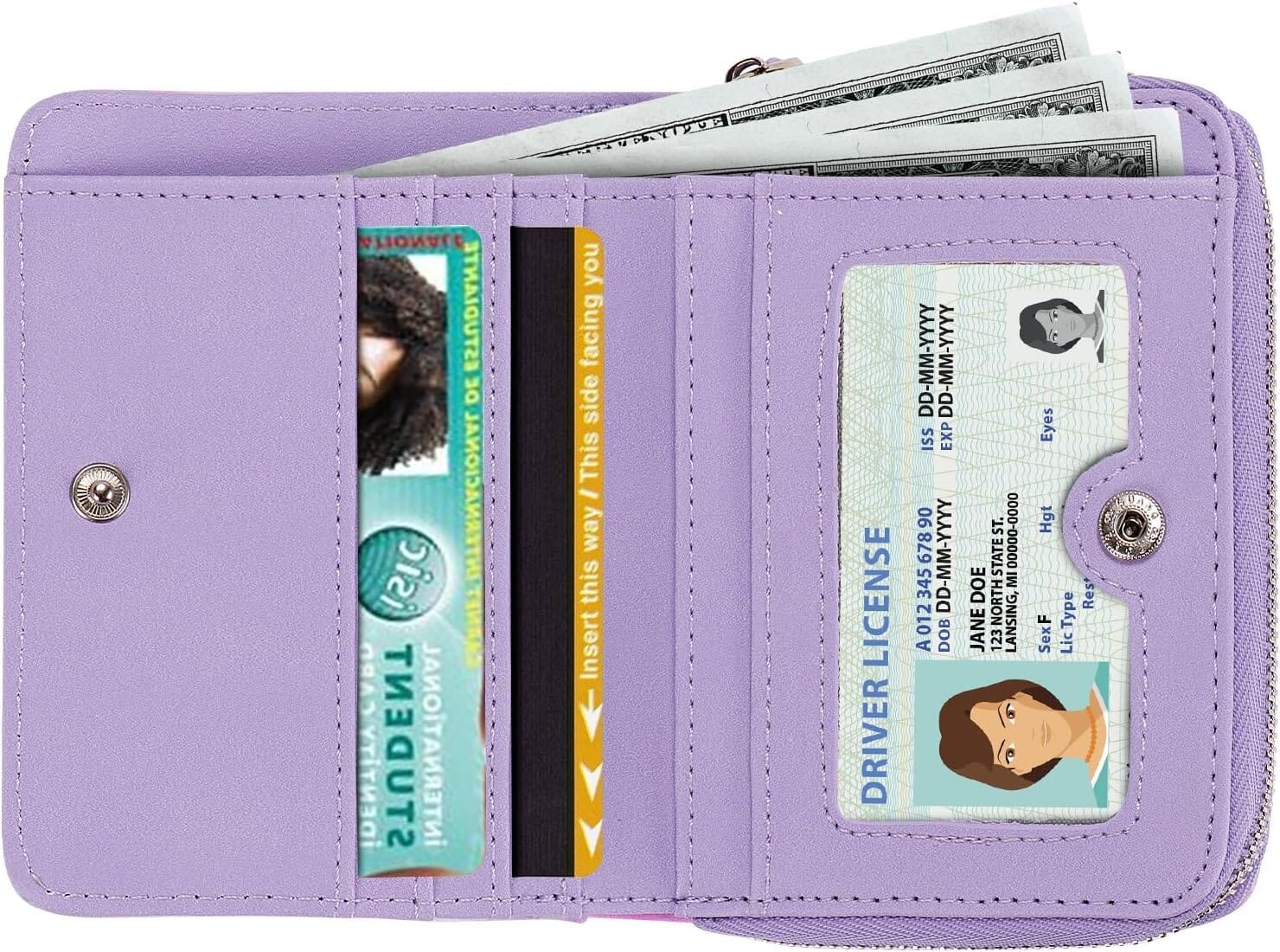 Purple Pink Gradient Leather Wallet Choco Mocha 