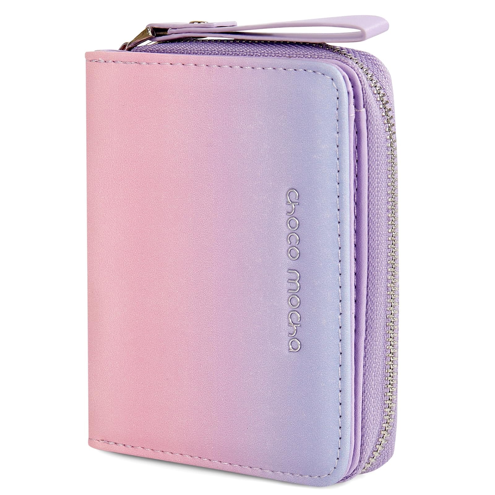 Purple Pink Gradient Leather Wallet Choco Mocha 