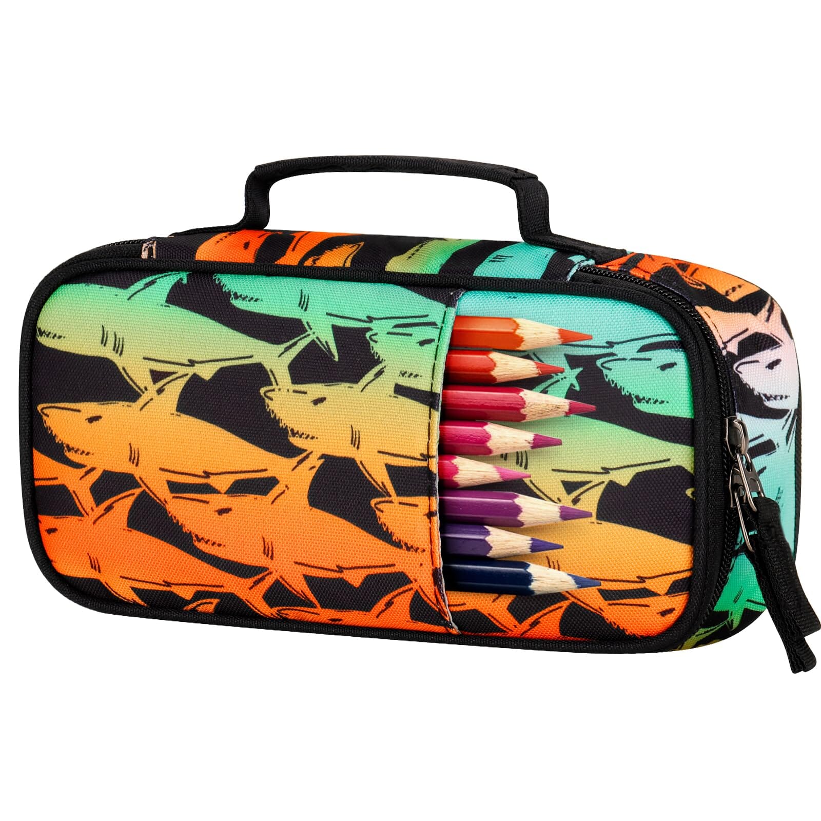 Shark Gradient Orange Pencil Case Pencil Case Choco Mocha 